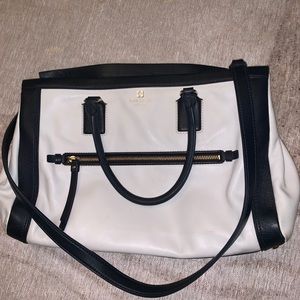 Kate Spade leather navy/white crossbody tote